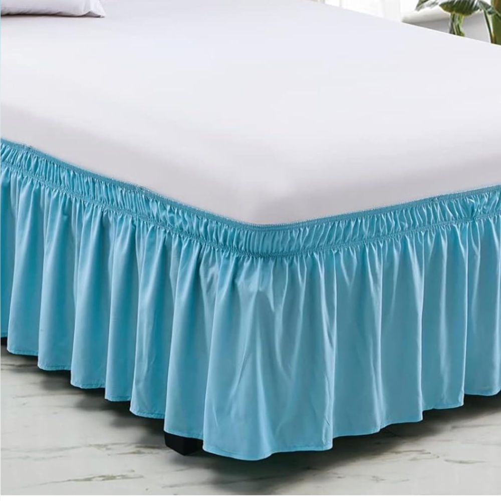 COPY - Vintage Sears New Old Stock Satin Like Bedskirt Queen Size Jasmine Seafo…
